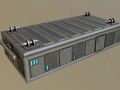 Industrial Equipment With Metal Structure Flat Top Cylindrical Valves Side Doors And Blue Indicator Lights 3d model