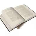Open Hardcover Book With Text Pages And Dark Cover Stacked On White Background