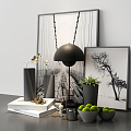 Modern Ornaments Combination Book Vase Table Lamp Decorative Painting Combination 3d model