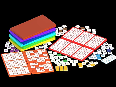 Vibrant Board Game Entertainment With Colorful Stacked Boards Domino Tiles And Grid Patterns 3d model