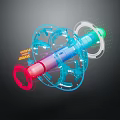 Colorful Heavy Duty Spinning Toy With Blue Rings Pink Core And Green Tip