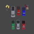 Colorful Collection Of Pickup Trucks With Red Green Blue And Gray