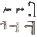 Various Modern Faucet Styles Including Wall Mounted And Deck Mounted Designs 3d model