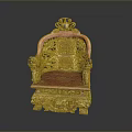 Traditional Chinese Armchair With Elaborate Gold Carvings Red Upholstery Double Happiness Symbol And Dragon Arms