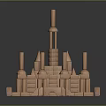 Wooden Block Castle Architecture Featuring Multiple Towers Spire And Various Height Blocks