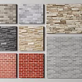 Building Exterior Wall Design With Various Textures And Colorful Brick Stone Patterns 3d model