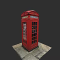 Iconic Red British Telephone Booth With Glass Windows On Urban Pavement