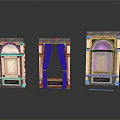 Decorative Window Models With Different Designs Red Curtains And Architectural Details 3d model