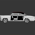 Vintage Classic White Car With Red Roof And Retro Design Elements