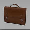 Classic Brown Leather Briefcase With Hand Strap And Metal Buckles Design