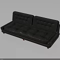 People Using Comfortable Gray Leather Sofa With Two Backrests And Orange Legs 3d model