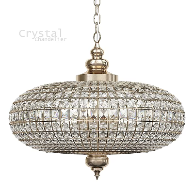 Crystal Chandelier with Round Grid Design Elegant Modern Hanging Light Fixture 3d model