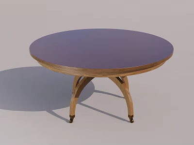 Classic Round Table Design With Dark Wooden Top And Cross Wooden Legs Structure 3d model