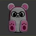 Cute Plush Bear Shaped Backpack With Pink Ears Paws And Glasses Design 3d model