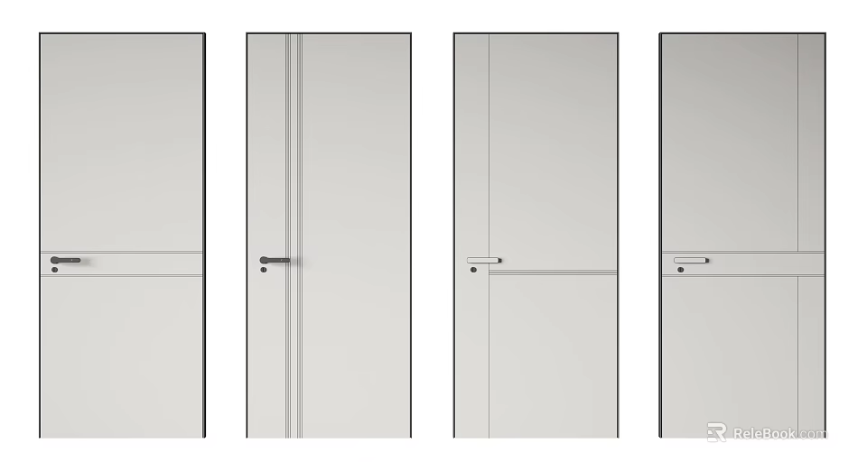 Modern Hinged Door Designs With Sleek Panel And Handle Details 3d model 