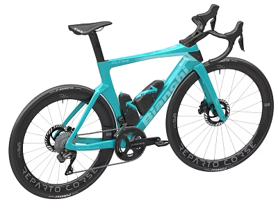 Turquoise Pinarello Road Bicycle With Modern Frame And Cervelo Primo Corsa Wheels 3d model