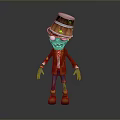 Cartoon Zombie Character With Bucket Hat Brown Coat Blue Pants And Green Skin