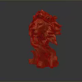 Hand Carved Wooden Lion Sculpture With Detailed Mane And Stable Base