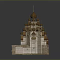 Traditional Wooden Church Architecture With Onion Domes And Spire Design