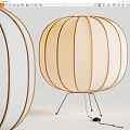 Qui Table Lamp Wooden Fabric Lantern Table Lamp 3d model