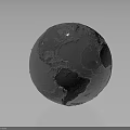 Gray Textured World Globe With Detailed Continents On Dark Background 3d model