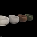 Modern Single Seater Sofa With Textured Fabric Curved Design Round Base And Multiple Colors