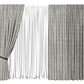 Gray And White Plaid Curtains With Sheer Panels For Modern Window Interior