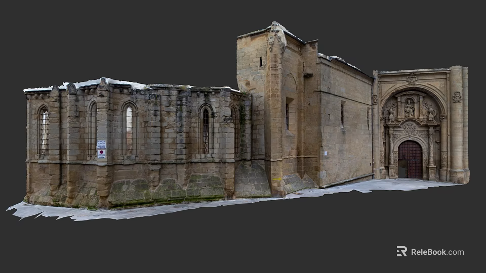 Ancient Stone Building With Arched Windows And Historical Architectural Details 3d model 