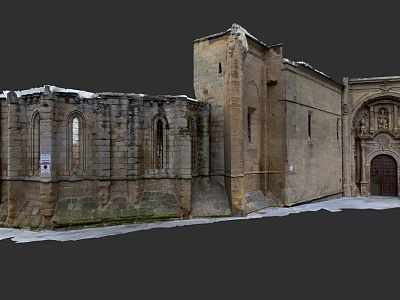 Ancient Stone Building With Arched Windows And Historical Architectural Details 3d model