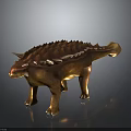 Armored Dinosaur Character 3D Model With Spiked Back Horned Head And Brown Texture
