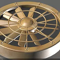 Golden Round Decorative Household Item With Fan Like Center And Smooth Surface