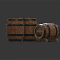 Vintage Wooden Barrel Decorative Ornaments Set With Metal Hoops And Whiskey Labels