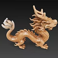 Intricate Hand Carved Dragon Sculpture With Detailed Scales And Dynamic Horns