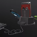 Colorful Flip Mobile Phones With Red Green Design Keyboard Battery And Charger Dock Accessories