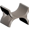 Modern Wooden Stool With Curved Seat And Unique Geometric Base Structure