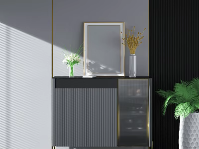 Modern Shoe Cabinet With Glass Door And Metal Frame For Home Entryway 3d model