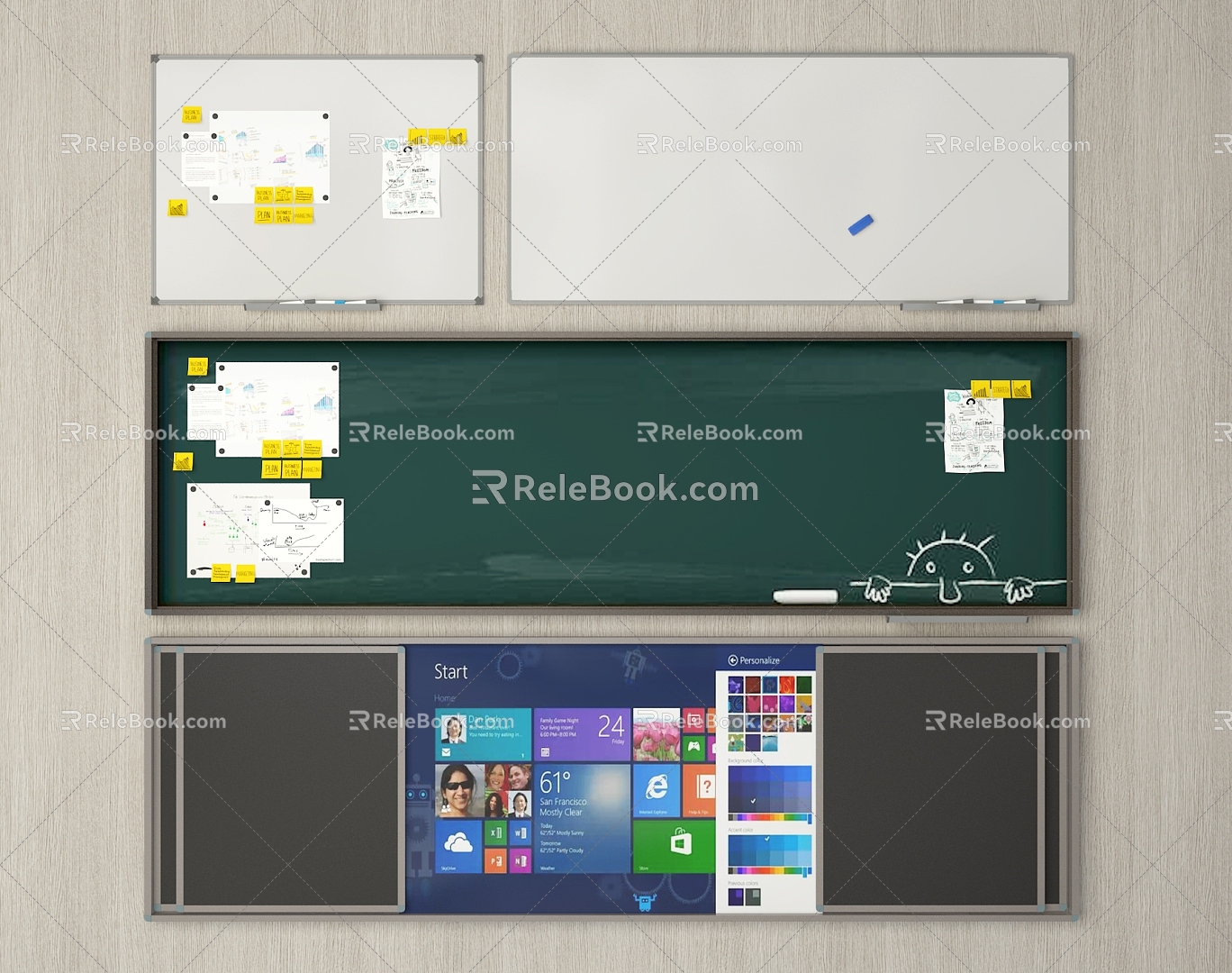 Blackboard Whiteboard Drawing Board Writing Board Multimedia Drawing Board 3d model