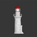 Decorative Lighthouse Furniture With White Tower Red Dome Cross Railing And Reflection