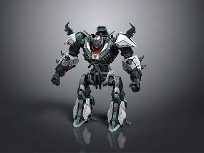 Futuristic Armored Robot Character For Game And Movie With Black White Mechanical Design 3d model