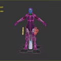 Futuristic Sci Fi Female Character In Mechanical Armor Standing On Glowing Tech Base With Detailed Design