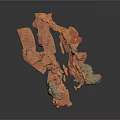 Irregular Natural Textured Red And Gray Rock Structures As Scene Components