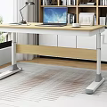 Modern desk chair lifting computer desk 3d model
