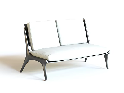 Modern Multi Seat Sofa With White Cushions And Dark Metal Frame Design 3d model