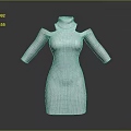 Women's Knitted Turtleneck Off The Shoulder Fitted Slim Dress Style
