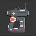 Futuristic Sci Fi Toy Blaster With Silver Body Red Circular Component And Antenna