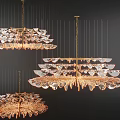 Modern Artistic Chandeliers with Multi Layer Golden Metal Frame Transparent Crystal Shades and Warm Light