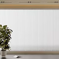 White Venetian Blinds in Modern Room Interior With Green Plant And Book On Floor