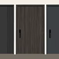 Modern Security Doors With Wooden Texture Black And Gray Color Finishes