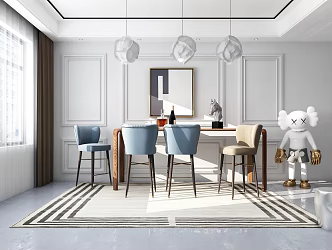 Modern Bar Chair Combination 3d model