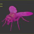 3D Rendered Yellow Fly With Blue Transparent Wings And Red Eyes